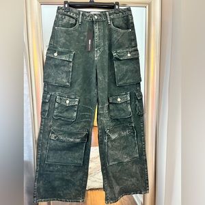 Brand New Washed Olive Cargo Jeans. Never worn. No stretch.